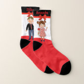 Valentine Couple Red White Black Red Bow Socken (Paar)