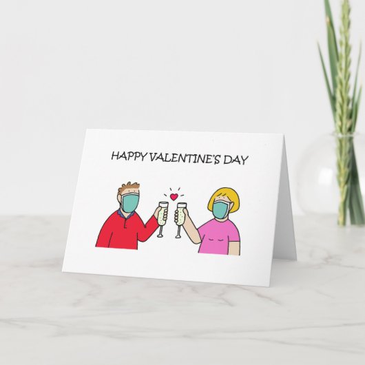 Valentine Couple Wear Face Masken Card Karte (Vorderseite)