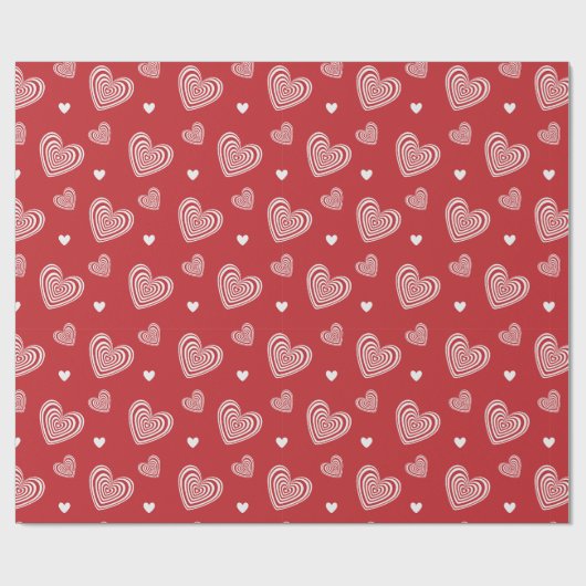 Valentine Creative Niedlich Heart Red Pattern Geschenkpapier (Flach)