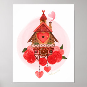 Valentine Cuckoo Uhr Kunstdruckerei Poster