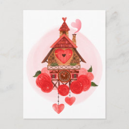 Valentine Cuckoo Uhr Postkarte