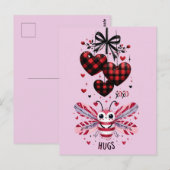 VALENTINE CUDDLE BUG HUGS POSTKARTE (Vorne/Hinten)