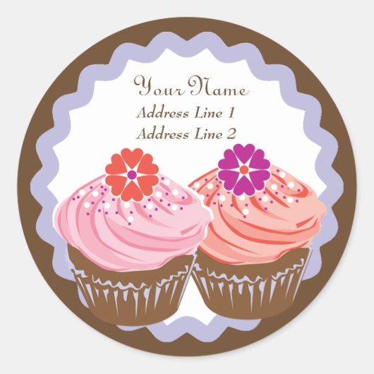 Valentine Cupcakes Runder Aufkleber (Vorderseite)