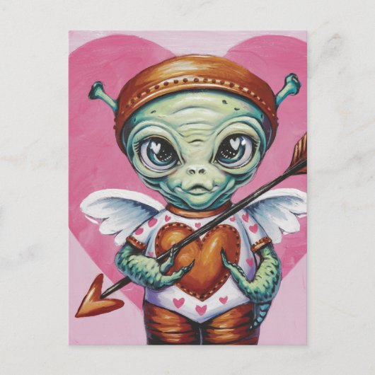 Valentine Cupid Alien Postkarte (Vorderseite)