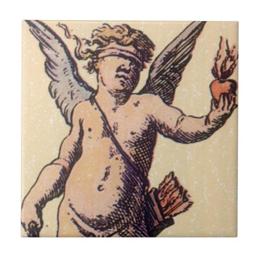 Valentine Cupid Blindgefaltet, Vintage Tarot Card Fliese (Vorderseite)