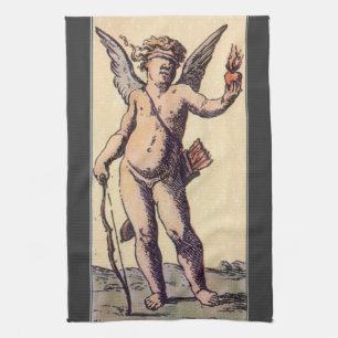 Valentine Cupid Blindgefaltet, Vintage Tarot Card Geschirrtuch