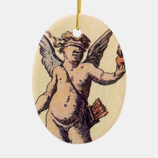 Valentine Cupid Blindgefaltet, Vintage Tarot Card Keramikornament (Vorne)