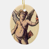 Valentine Cupid Blindgefaltet, Vintage Tarot Card Keramikornament (Hinten)