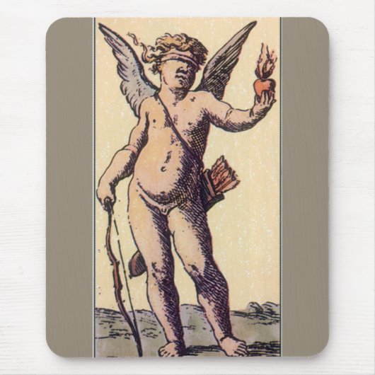 Valentine Cupid Blindgefaltet, Vintage Tarot Card Mousepad (Vorne)