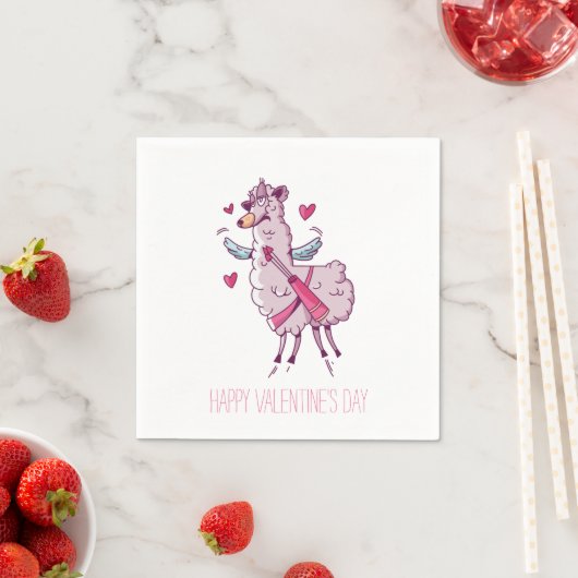 Valentine Cupid Llama Serviette (Beispiel)