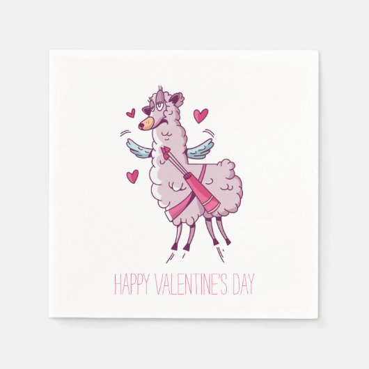 Valentine Cupid Llama Serviette (Vorderseite)