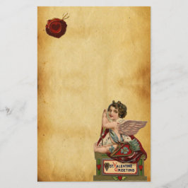 VALENTINE CUPID MIT ARROWS,RED WAX SIEGEL PARCHING BRIEFPAPIER