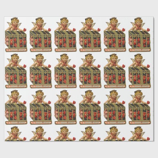 VALENTINE CUPID MIT KAFFER VOLL VON HERZEN GESCHENKPAPIER (Flach)