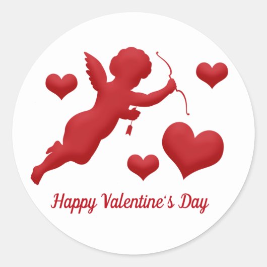 Valentine Cupid Runder Aufkleber (Vorderseite)