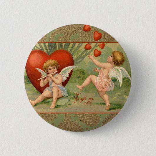 Valentine Cupids Liebe Antik Vintag Button (Vorderseite)