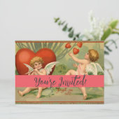 Valentine Cupids Liebe Antik Vintag Einladung (Stehend Vorderseite)