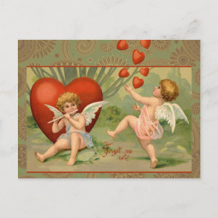 Valentine Cupids Liebe Antik Vintag Feiertagspostkarte