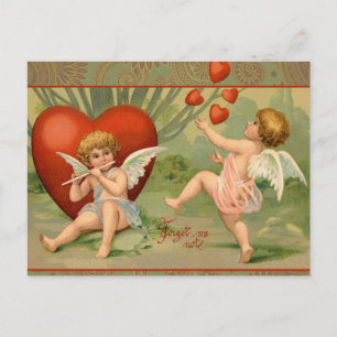 Valentine Cupids Liebe Antik Vintag Feiertagspostkarte