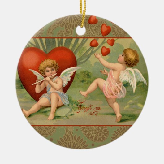 Valentine Cupids Liebe Antik Vintag Keramikornament (Vorne)