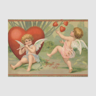 Valentine Cupids Liebe Antik Vintag Seidenpapier