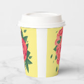 Valentine cups rosa Rosen auf gelbem Hintergrund Pappbecher (Links)