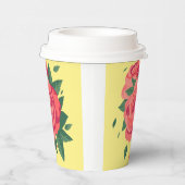 Valentine cups rosa Rosen auf gelbem Hintergrund Pappbecher (Rechts)