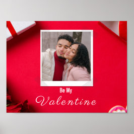 Valentine Customizable Post Card Rot und Weiß Poster