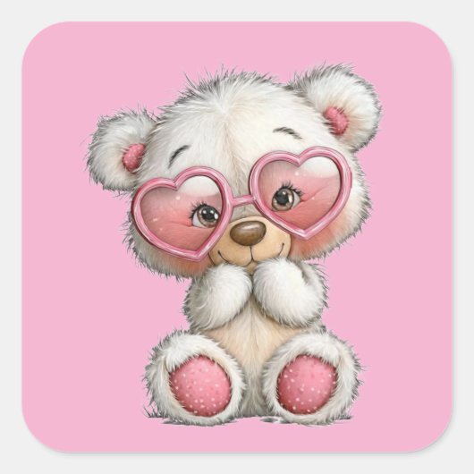 Valentine Cute Teddy Bear 3 Inch Sticker  (Vorderseite)