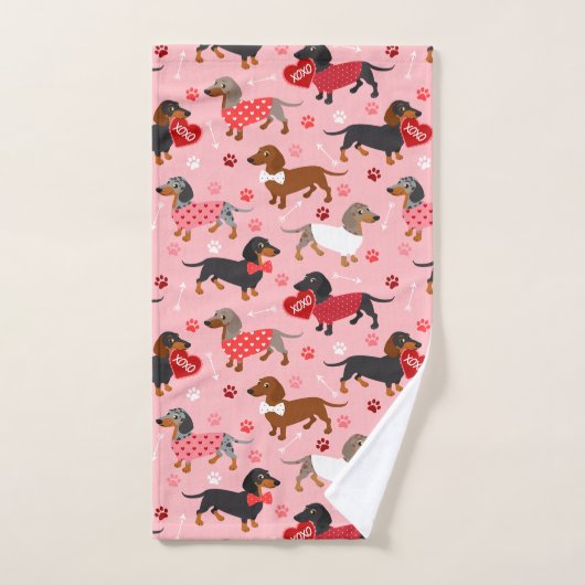 Valentine Dackel Badhandtuch Set (Handtuch)