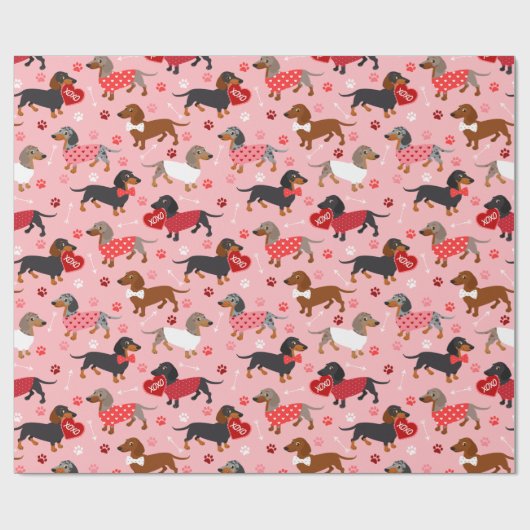 Valentine Dackel Geschenkpapier (Flach)