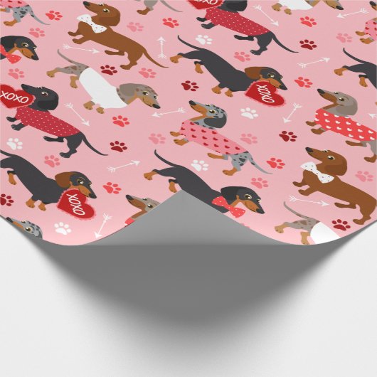 Valentine Dackel Geschenkpapier (Ecke)