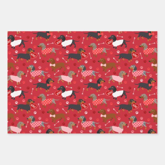 Valentine Dackel Geschenkpapier Set (Vorderseite 3)