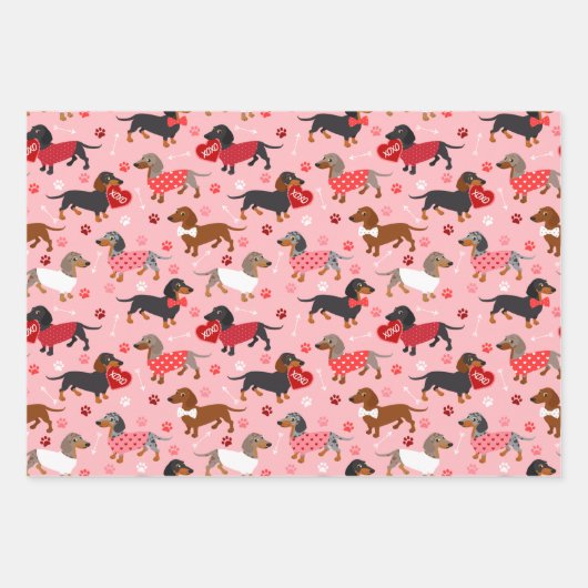 Valentine Dackel Geschenkpapier Set (Vorderseite 2)
