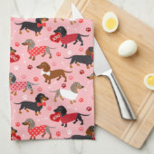 Valentine Dackel Geschirrtuch (Viertel Falte)