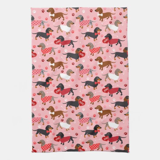 Valentine Dackel Geschirrtuch (Vertikal)