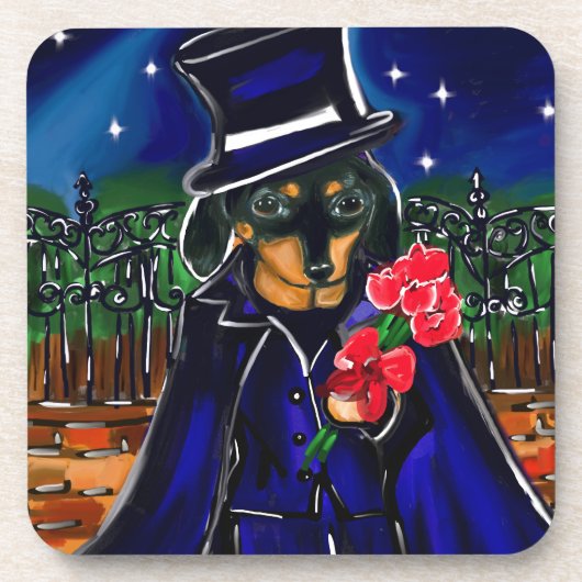 VALENTINE-DACKEL GETRÄNKEUNTERSETZER (Vorderseite)