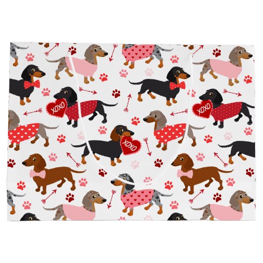 Valentine Dackel Große Geschenktüte (Rückseite)