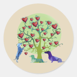 Valentine Dackel Hearts Garden Classic Sticker