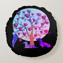 Valentine Dackel Hearts Runder Kissen