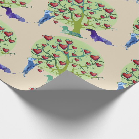 Valentine-Dackel-Herz-Mattverpackungs-Papier Geschenkpapier (Ecke)