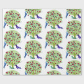 Valentine Dackel hört glänzendes Wrapping Paper Geschenkpapier (Flach)