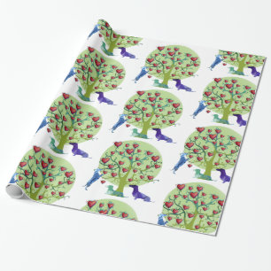 Valentine Dackel hört glänzendes Wrapping Paper Geschenkpapier