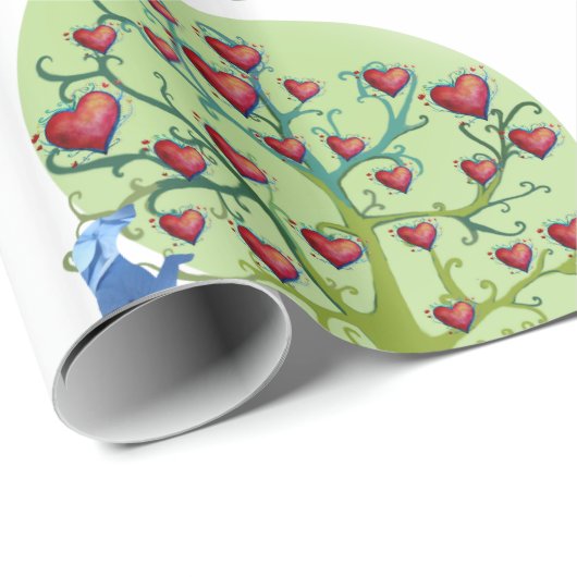 Valentine Dackel hört glänzendes Wrapping Paper Geschenkpapier (Rolleneckpunkt)