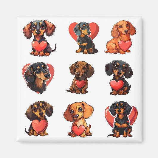 Valentine Dackel Hundeherzen Magnet (Vorne)