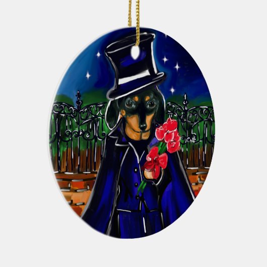 VALENTINE-DACKEL KERAMIK ORNAMENT (Rechts)