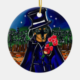 VALENTINE-DACKEL KERAMIK ORNAMENT