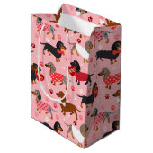 Valentine Dackel Mittlere Geschenktasche Geschenktüte (Rückseite Schrägansicht)