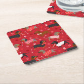 Valentine Dackel Square Paper Untersetzer (angewinkelt)