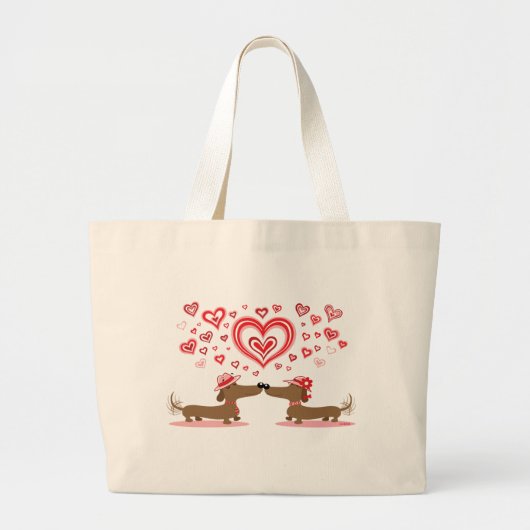 Valentine-Dackeln Jumbo Stoffbeutel (Vorne)