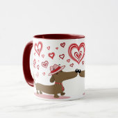 Valentine-Dackeln LIEBE SIE! Tasse (Vorderseite Links)